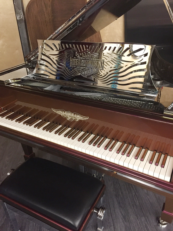 HarleyDavidsonPiano_FrontClose Harley Davidson Custom Piano for Sale!