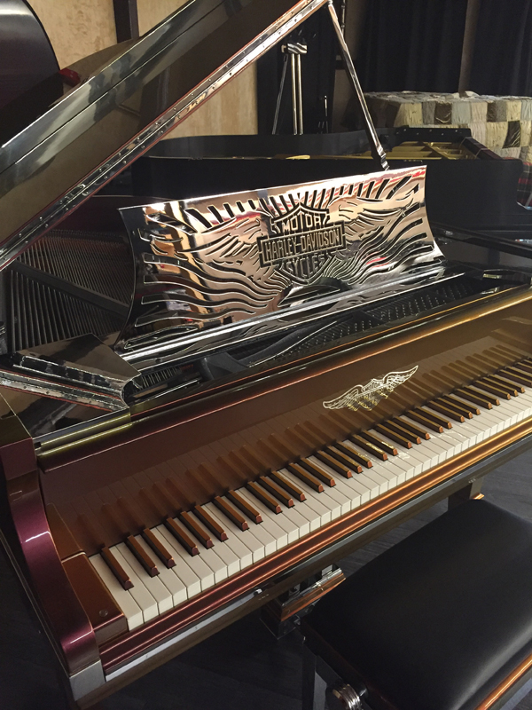 HarleyDavidsonPiano_SideClose Harley Davidson Custom Piano for Sale!